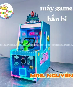 Máy game bắn bi trẻ em chỉ cần cắm điện vô là hệ thống đèn led tích hợp sáng lên